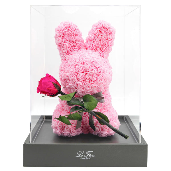 Baby Pink Fiori Rabbit With Stem Preserved Rose - Le Fiori