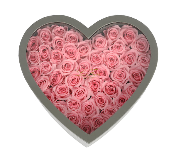 Heart Shape Rose Box  - 33 Pieces (Pink) - Le Fiori