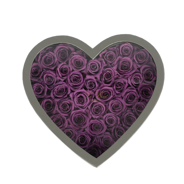 Heart Shape Rose Box  - 33 Pieces (Purple) - Le Fiori
