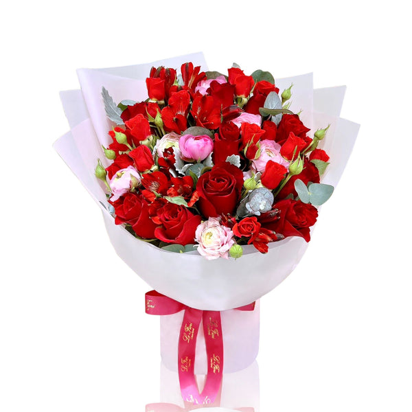 FRESH FLOWER BOUQUET - RED ROSE AND MINI ROSE