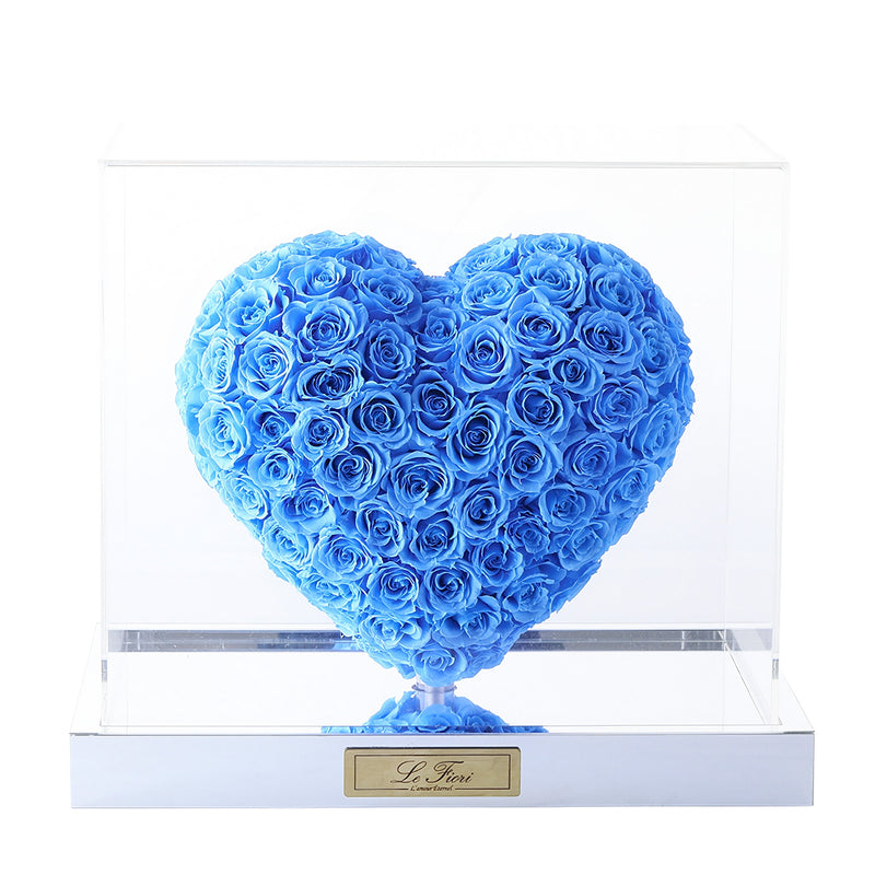 Preserved Rose - 3D Heart Shape (Dodger Blue) - Le Fiori