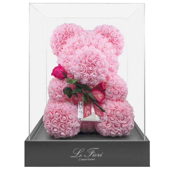 Baby Pink Rose Bear With Stem Preserved Rose - Le Fiori