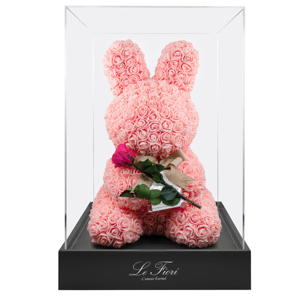 Shebet Orange Rose Rabbit With Stem Preserved Rose - Le Fiori