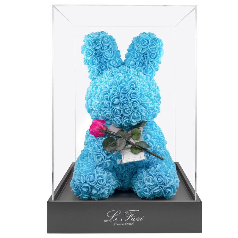 Baby Blue Rose Rabbit With Stem Preserved Rose - Le Fiori
