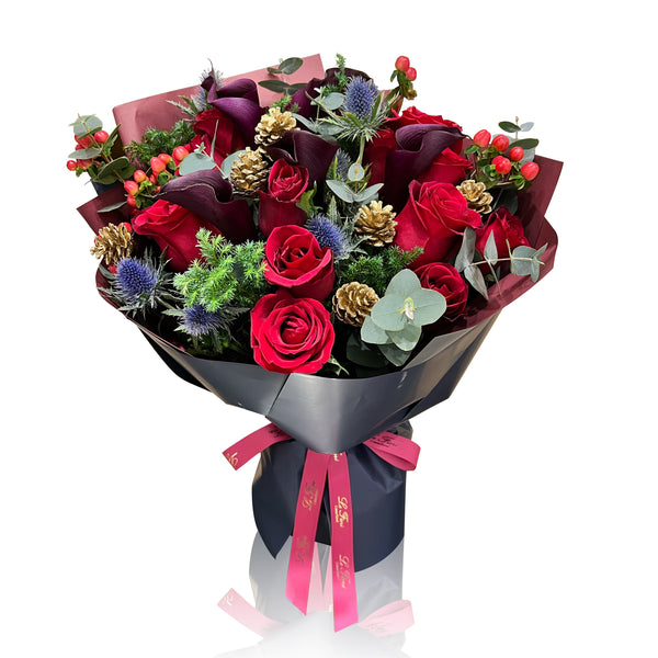 Fresh Flower Bouquet - Mulberry Calla Lilly and Rose - Le Fiori