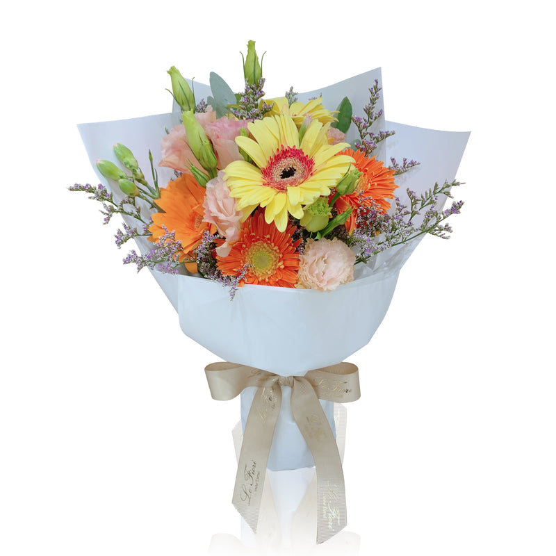 Fresh Flower Bouquet - Gerbera Daisy and Rose (Yellow) - Le Fiori