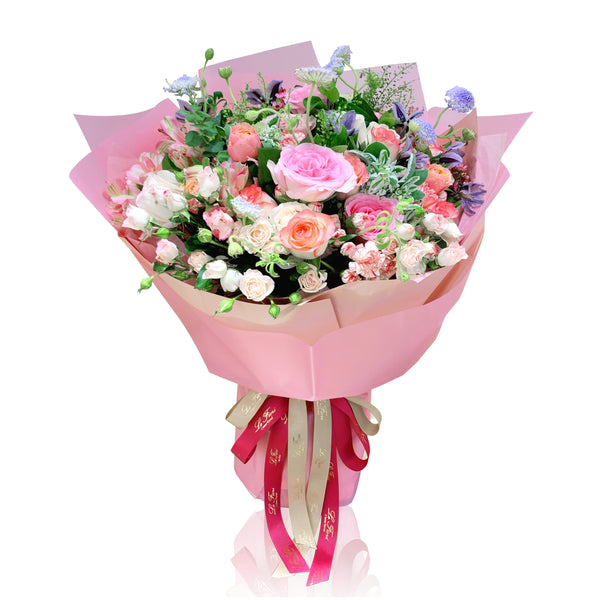 Fresh Flower Bouquet - Pink Garden Rose and Rose - Le Fiori