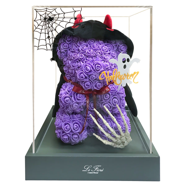 Halloween Rose Baby Bear With Stem Preserved Rose (Pre-order) - Le Fiori
